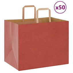 Papieren kraftzakken 50 st met hengsels 32x22x24 cm rood