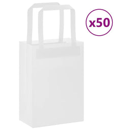 Papieren kraftzakken 50 st met hengsels 15x8x21 cm wit