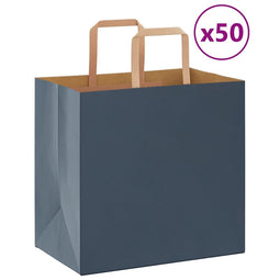 Papieren kraftzakken 50 st met hengsels 26x17x25 cm blauw