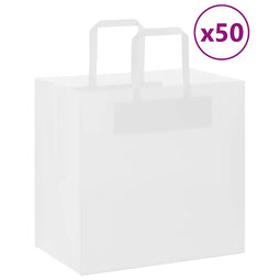 Papieren kraftzakken 50 st met hengsels 26x17x25 cm wit