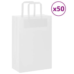 Papieren kraftzakken 50 st met hengsels 21x11x31 cm wit