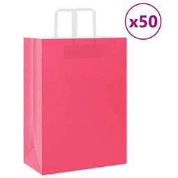 Papieren kraftzakken 50 st met hengsels 32x17x44 cm roze