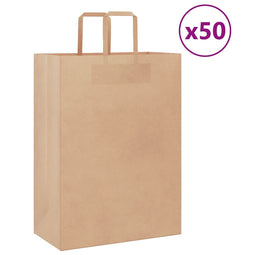 Papieren kraftzakken 50 st met hengsels 32x17x44 cm bruin