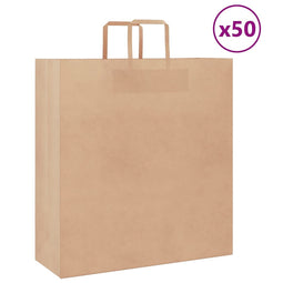 Papieren kraftzakken 50 st met hengsels 45x17x48 cm bruin