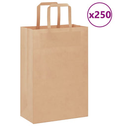 Papieren kraftzakken 250 st met hengsels 21x11x31 cm bruin