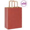 Papieren kraftzakken 50 st met hengsels 21x11x28 cm rood
