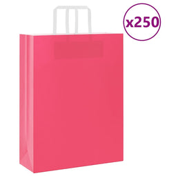 Papieren kraftzakken 250 st met hengsels 32x12x42 cm roze