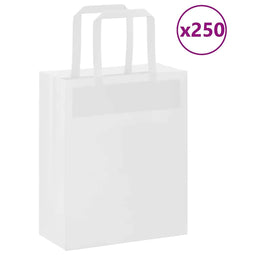 Papieren kraftzakken 250 st met hengsels 18x8x22 cm wit