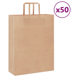 Papieren kraftzakken 50 st met hengsels 32x12x42 cm bruin