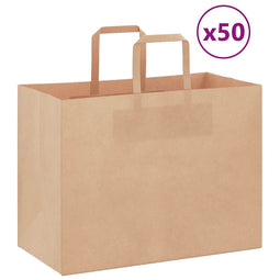 Papieren kraftzakken 50 st met hengsels 32x17x25 cm bruin