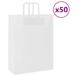 Papieren kraftzakken 50 st met hengsels 32x12x42 cm wit