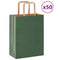 Papieren kraftzakken 50 st met hengsels 21x11x28 cm groen