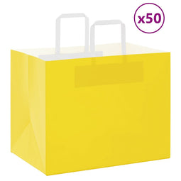 Papieren kraftzakken 50 st met hengsels 32x22x24 cm geel