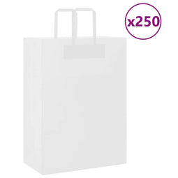Papieren kraftzakken 250 st met hengsels 32x17x44 cm wit