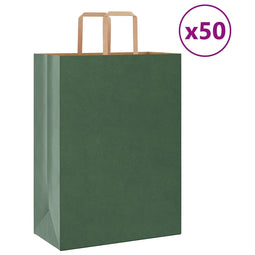 Papieren kraftzakken 50 st met hengsels 32x17x44 cm groen