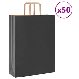 Papieren kraftzakken 50 st met hengsels 32x12x42 cm zwart
