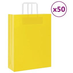 Papieren kraftzakken 50 st met hengsels 32x12x42 cm geel