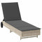Ligbed met wielen en kussens poly rattan lichtgrijs