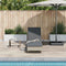 Ligbed met wielen en kussens poly rattan lichtgrijs