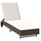 Ligbed met wielen en kussen poly rattan bruin