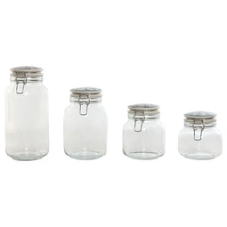 Set van 4 Potjes Home ESPRIT Blauw Wit Metaal Siliconen Kristal Keramiek 800 ml 1 L 1,5 L 2,2 L 4...