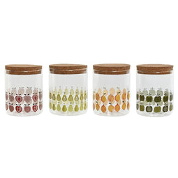 Tin Home ESPRIT Geel Groen Natuurlijk Kurk Siliconen Borosilicaatglas Shabby Chic 700 ml (4 Stuks)