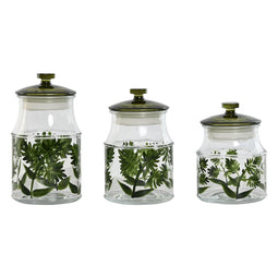 Set van 3 Potjes Home ESPRIT Groen Kristal 1,2 L 3 Onderdelen