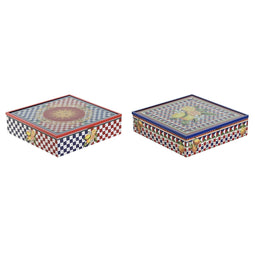 Box for Infusions Home ESPRIT Blauw Rood Multicolour Metaal Kristal Hout MDF 24 x 24 x 6,5 cm (2...