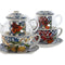Theepot Home ESPRIT Blauw Wit Kristal Porselein (2 Stuks)