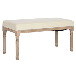 Kruk Home ESPRIT Wit Natuurlijk Polyester Rubberwood 100 x 38 x 43 cm
