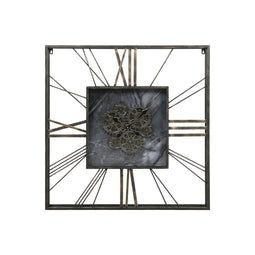 Muurklok Home ESPRIT Zwart Gouden Metaal Kristal 80 x 8 x 80 cm