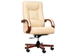LIDER crèmekleurige leren fauteuil