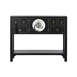 Bijzettafel DKD Home Decor 95 x 26 x 79 cm Spar Zwart Gouden Metaal Wit Hout MDF