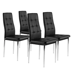 Eetkamerstoelen - set van 4 eettafel stoelen - zwart kunstleer