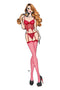 BOMBSHELL BOUDOIR V WIRE CORSET AND G SET RED, M