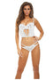 BOMBSHELL BOUDOIR STRAP OVERLAY 2 PC BRA SET WHITE, L