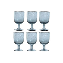 Set van bekers Home ESPRIT Blauw Kristal 300 ml 8 x 8 x 14 cm (6 Stuks)