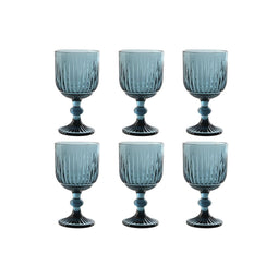 Set van bekers Home ESPRIT Blauw Kristal 8,8 x 8,8 x 16,3 cm (6 Stuks)