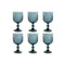 Set van bekers Home ESPRIT Blauw Kristal 8,8 x 8,8 x 16,3 cm (6 Stuks)