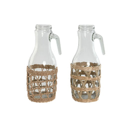 Kruik Home ESPRIT Natuurlijk Kristal Vezel (2 Stuks)