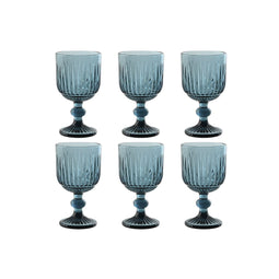 Set van bekers Home ESPRIT Blauw Kristal 8 x 8 x 14,5 cm (6 Stuks)