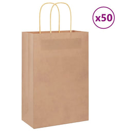 Papieren kraftzakken 50 st met hengsels 21x11x31 cm bruin