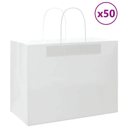 Papieren kraftzakken 50 st met hengsels 32x17x25 cm wit
