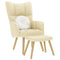 Relaxstoel met voetenbank stof crmekleurig