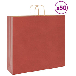 Papieren kraftzakken 50 st met hengsels 54x15x49 cm rood