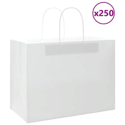 Papieren kraftzakken 250 st met hengsels 32x17x25 cm wit