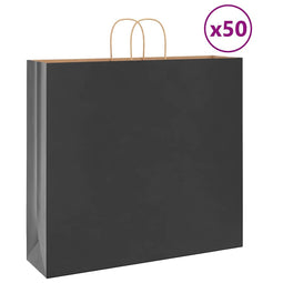 Papieren kraftzakken 50 st met hengsels 54x15x49 cm zwart