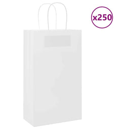 Papieren kraftzakken 250 st met hengsels 21x11x36 cm wit