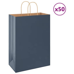 Papieren kraftzakken 50 st met hengsels 32x17x44 cm blauw