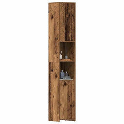 Badkamerkast 30x30x183,5 cm bewerkt hout oud houtkleurig